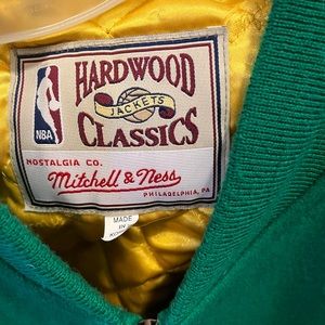 Pristine condition Celtics bomber jacket from Mitchell and Ness. Size XL